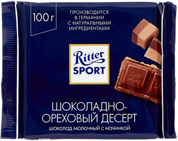 Шоколад Ritter Sport "Шоколадно-ореховый десерт" молочный, 100 гр.