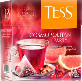 TESS COSMOPOLITAN PARTY HIBISCUS, CRANBERRY & GRAPEFRUIT 20 пирамидок