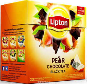 LIPTON PEAR CHOCOLATE BLACK TEA 20 пирамидок