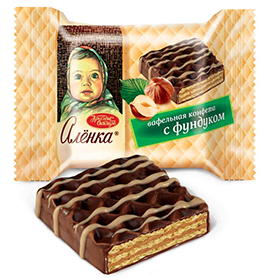 Вафельные конфеты Аленка с фундуком, 1000 гр.
